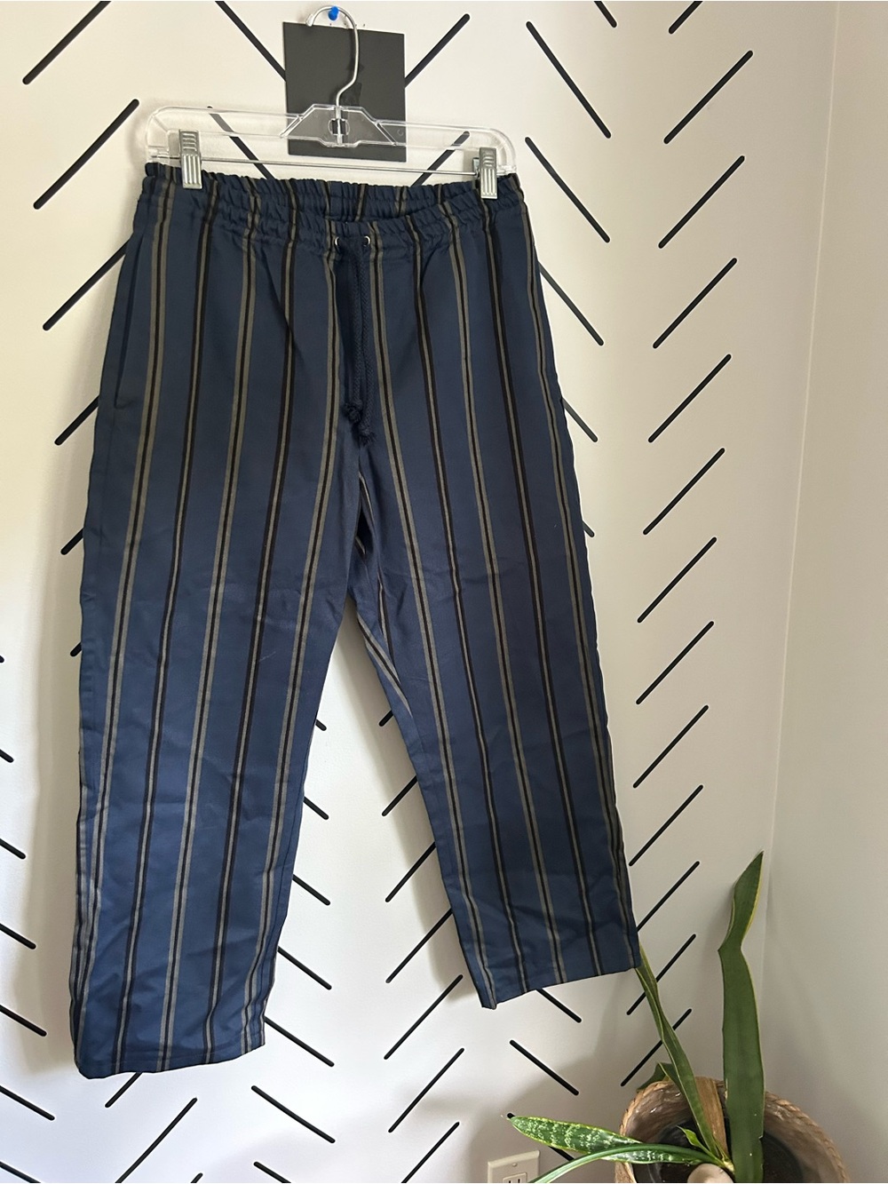 NWOT Noah made in Italy striped twill pant drawstring ankle length